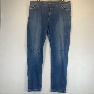 Boden Skinny High Rise Denim Jeans Medium Wash, Women Sz 14R Distressed WC 153